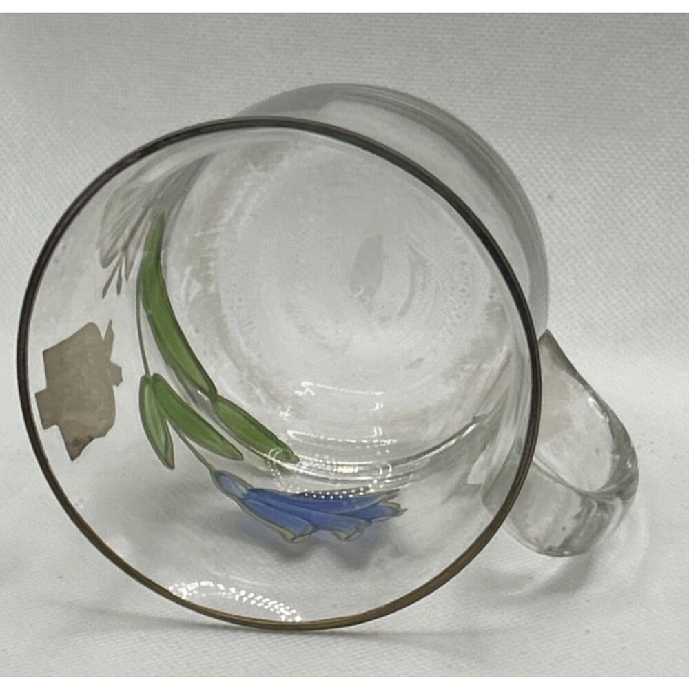 Tiffany Reine Handarbeit Painted Glass Flower Coffee Mug Nagel Floral Butterfly - Picture 5 of 7